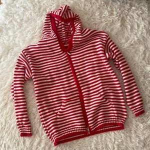 Red White Striped Zip Sweater